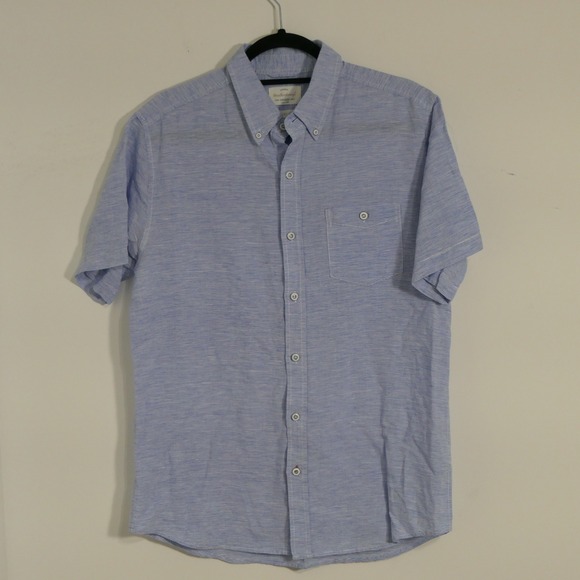 Weatherproof Vintage Other - Weatherproof Vintage Mens Shirt M Blue Striped Linen Blend Coastal Casual Preppy